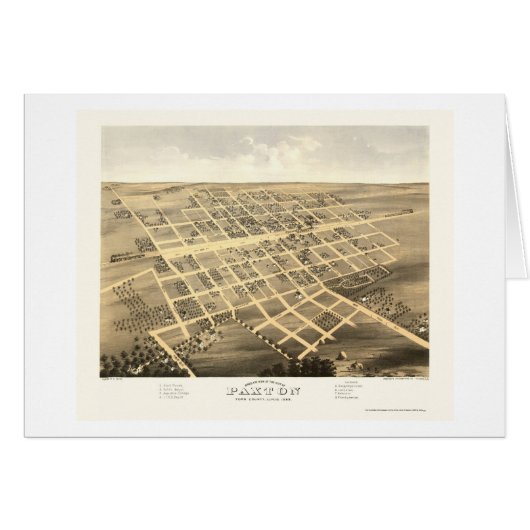 Paxton, IL Panoramic Map - 1869 Cards (Front Horizontal)