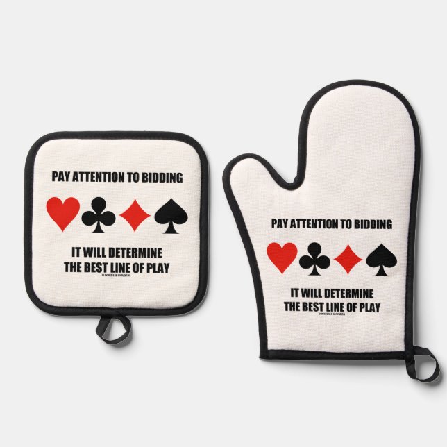 Pay Attention To Bidding Will Determine Best Line Oven Mitt & Pot Holder Set (Front)