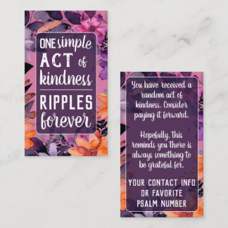 Pay it Forward Random Act Kindness Pink Lilies Business Card