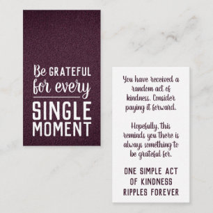 Pay it Forward Random Act of Kindness Burgundy Business Card