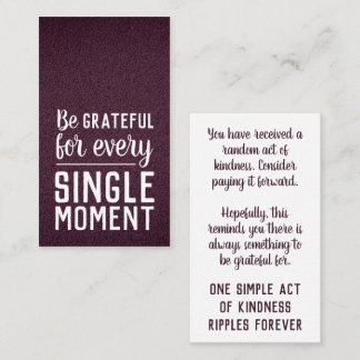 Pay it Forward Random Act of Kindness Burgundy Business Card