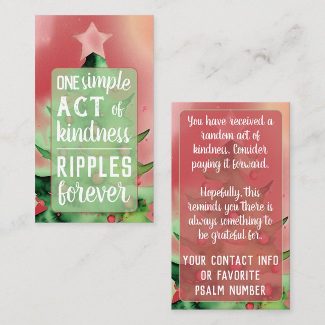 Pay it Forward Random Act of Kindness Christmas Business Card (Front/Back)
