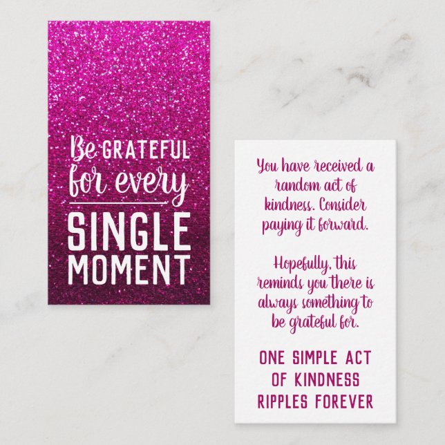 Pay it Forward Random Act of Kindness Hot Pink Business Card (Front/Back)