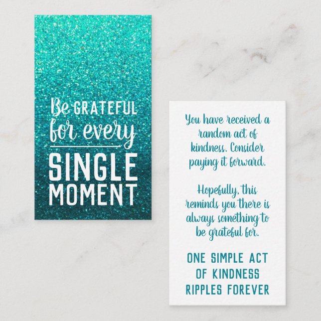 Pay it Forward Random Act of Kindness Turquoise Business Card (Front/Back)