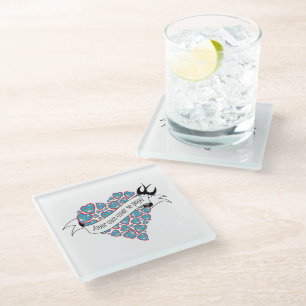 Pay love with love illustrated Portuguese proverb Glass Coaster