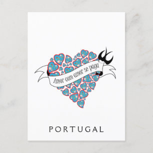 Pay love with love illustrated Portuguese proverb Postcard