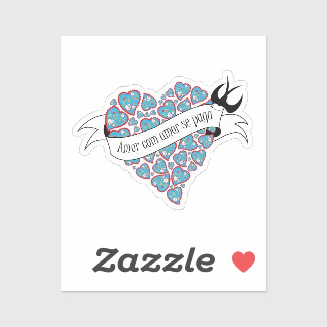 Pay love with love illustrated Portuguese proverb  Sticker (Sheet)