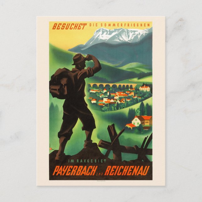Payerbach Reichenau Austria Vintage Poster 1938 Postcard (Front)