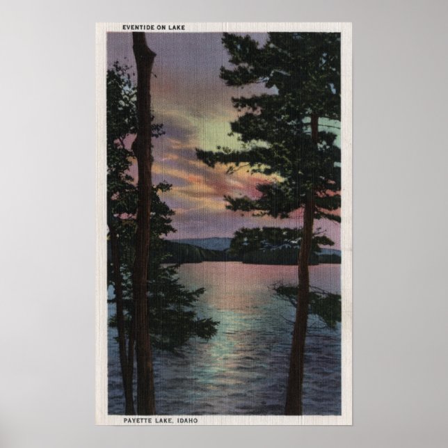 Payette Lake, ID - Evintide on Lake Scene Poster (Front)