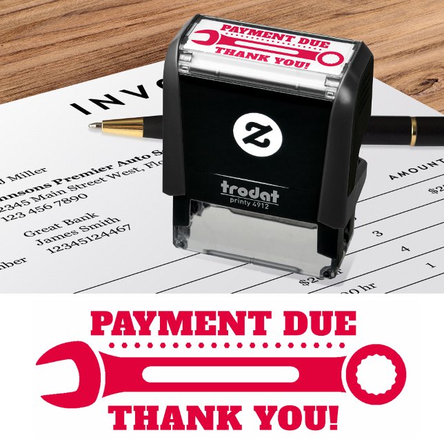 Payment Due Accounting Wrench Tool Business Red Self-inking Stamp (Creator Uploaded)
