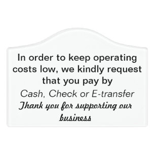 Payment method door sign