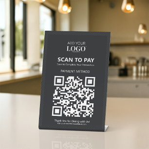 Payment QR Code Business Logo Contactless Scan Pedestal Sign