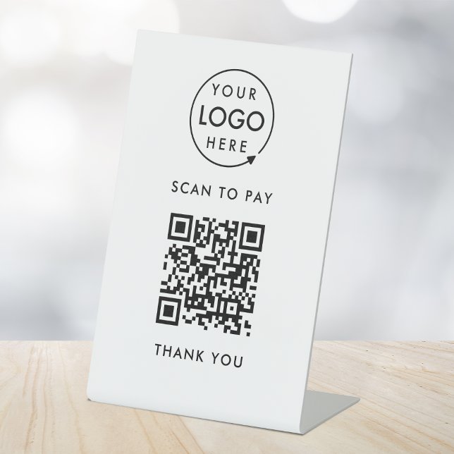 Payment Tabletop Sign | QR Code Scan to Pay (Interactive "scan to pay” QR code cash wrap table signs for electronic payment transactions.)
