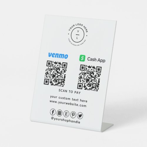 Payment Two QR Codes  Scan to Pay  Company Logo  Pedestal Sign