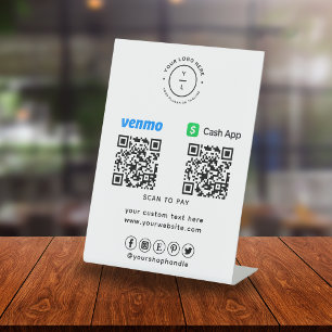 Payment Two QR Codes Scan to Pay Company Logo Pedestal Sign