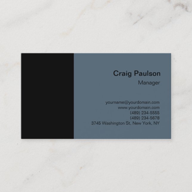 Payne's Grey Black Plain Simple Business Card (Front)
