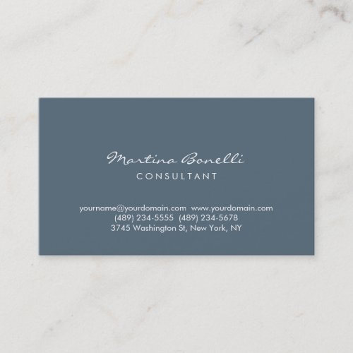 Paynes Grey Color Minimalist Script Business Card