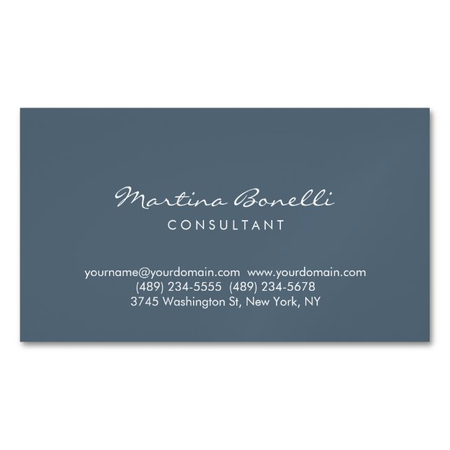 Payne's Grey Color Minimalist Script Business Card (Front)