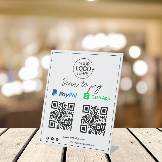 PayPal Cash App Contactless Mobile Payment Script Pedestal Sign (PayPal Cash App Contactless Mobile Payment Script Pedestal Sign)