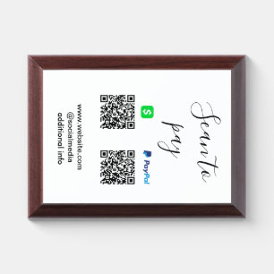 Paypal Cashapp scan to pay QR add business name lo Award Plaque