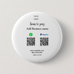 Paypal Cashapp scan to pay QR add business name lo Button
