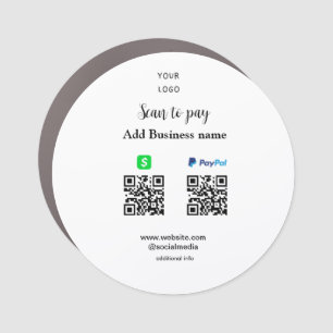 Paypal Cashapp scan to pay QR add business name lo Car Magnet
