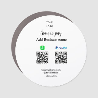 Paypal Cashapp scan to pay QR add business name lo Car Magnet