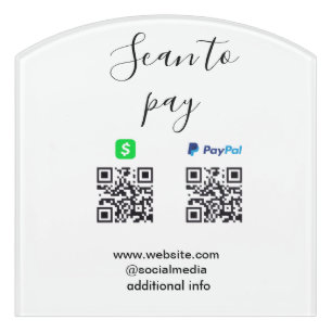 Paypal Cashapp scan to pay QR add business name lo Door Sign