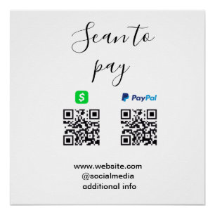 Paypal Cashapp scan to pay QR add business name lo Poster
