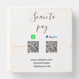 Paypal Cashapp scan to pay QR add business name lo Wooden Box Sign