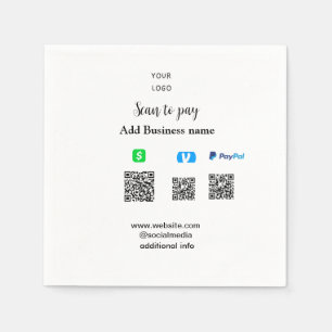Paypal Cashapp venmo scan to pay QR add business Napkins