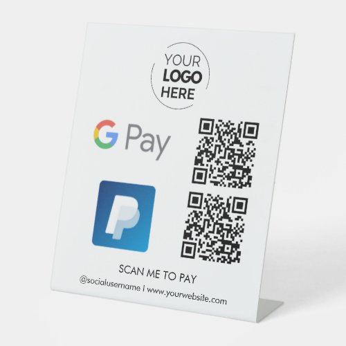 Paypal Google Pay QR Code Payment  Scan to Pay Pedestal Sign