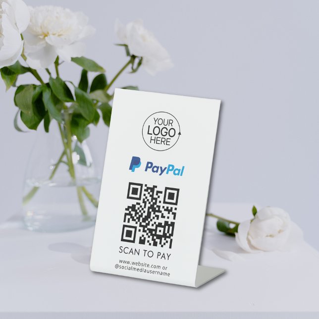PayPal QR Code Contactless Payment Add Logo  Pedestal Sign (PayPal QR Code Contactless Payment Add Logo Pedestal Sign)