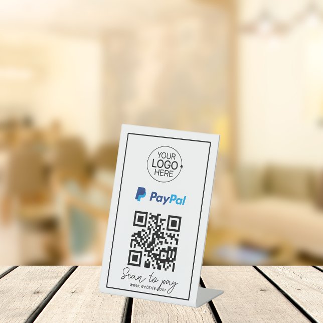 PayPal QR Code Payment Add Logo Contactless Script Pedestal Sign (PayPal QR Code Payment Add Logo Contactless Script Pedestal Sign)