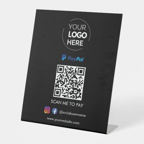 Paypal QR Code Payment  Scan to Pay Black Pedestal Sign