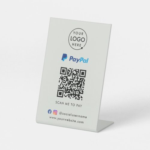 Paypal QR Code Payment  Scan to Pay Business Gray Pedestal Sign