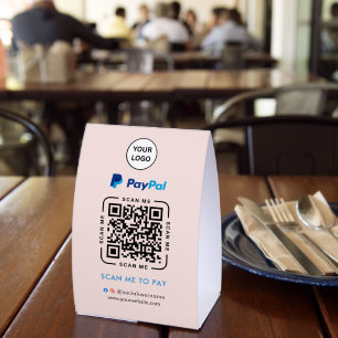 Paypal QR Code Payment   Scan to Pay Business Logo Paper Table Tent