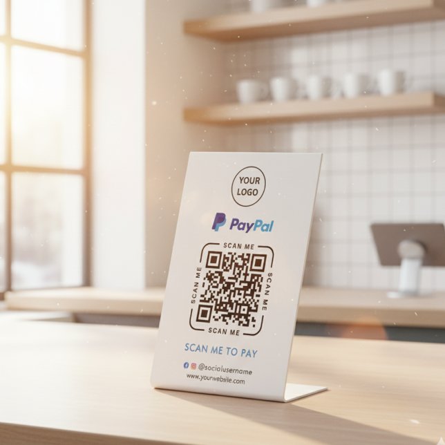PayPal QR Code Payment | Scan to Pay Business Logo Pedestal Sign (Creator Uploaded)