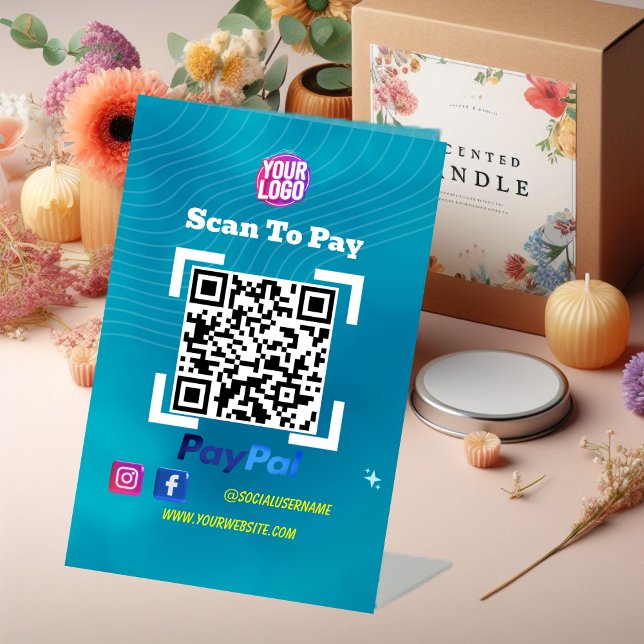 PayPal QR Code Payment | Scan to Pay Business Logo Pedestal Sign (Creator Uploaded)