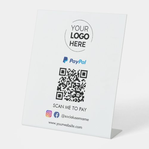Paypal QR Code Payment  Scan to Pay Business Logo Pedestal Sign