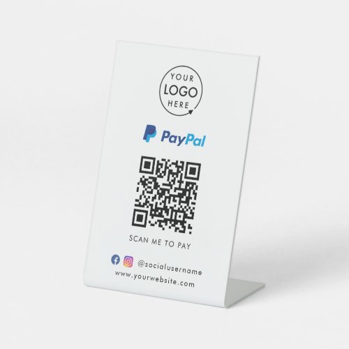 Paypal QR Code Payment  Scan to Pay Business Logo Pedestal Sign