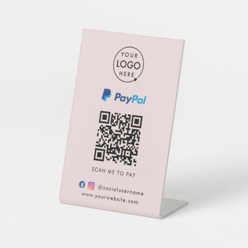 Paypal QR Code Payment  Scan to Pay Business Pink Pedestal Sign