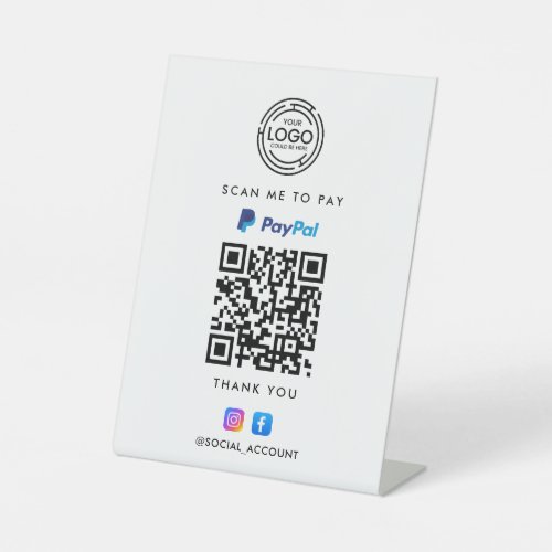 PAYPAL QR CODE SCAN TO PAY YOUR LOGO BUSINESS PEDESTAL SIGN