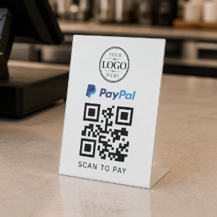 Paypal Scan to Pay Tabletop Display Pedestal Sign