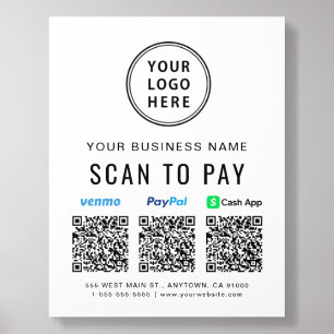 Paypal Venmo CashApp QR Code Logo Scan to Pay Acrylic Photo Tile