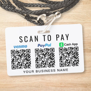 Paypal Venmo CashApp QR Code Scan to Pay Badge