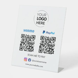 Paypal Venmo QR Code Payment   Scan to Pay Pedestal Sign