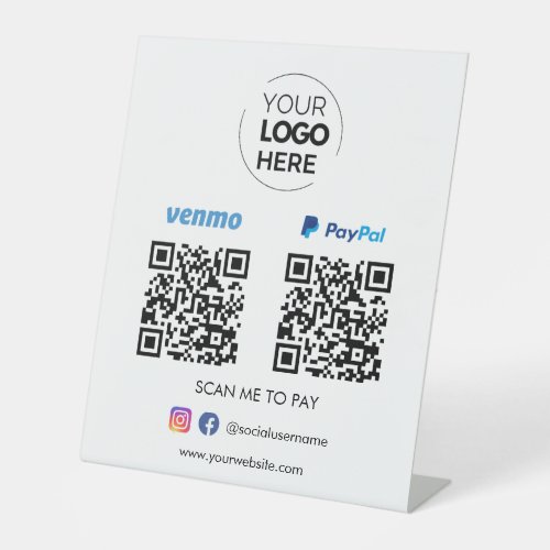 Paypal Venmo QR Code Payment  Scan to Pay Pedestal Sign