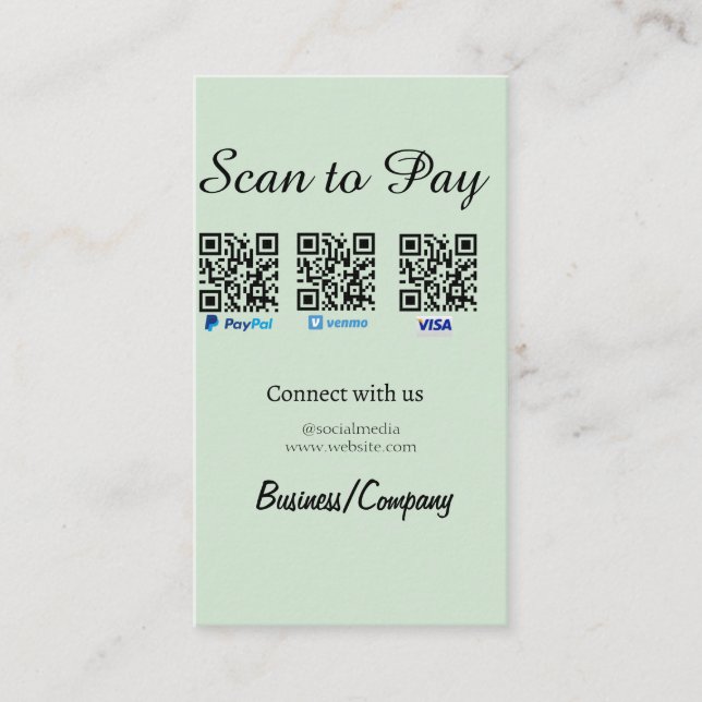 paypal venmo visa card scan to pay QR social media (Front)