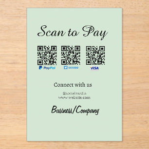 paypal venmo visa card scan to pay QR social media Acrylic Invitations